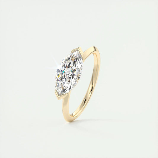 1.98 CT Marquise Moissanite East-West Engagement Ring (US Size 8.25 Ready To Ship)