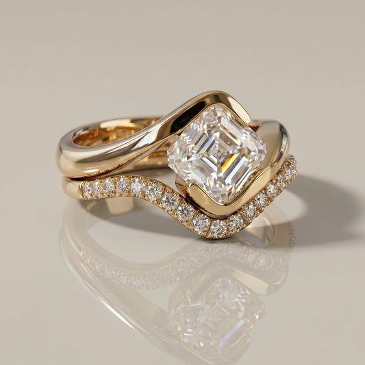 1.0 CT Round Solitaire Moissanite Diamond Bridal Ring Set