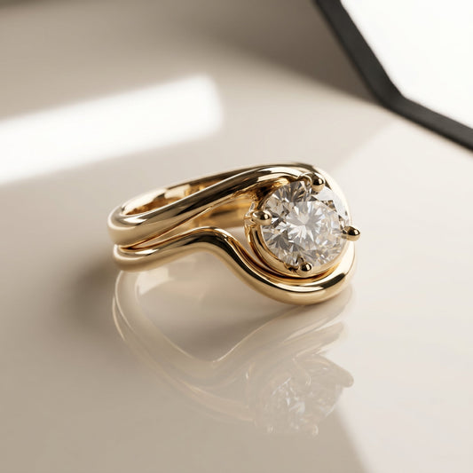 1.0 CT Round Solitaire Moissanite Diamond Bridal Ring Set