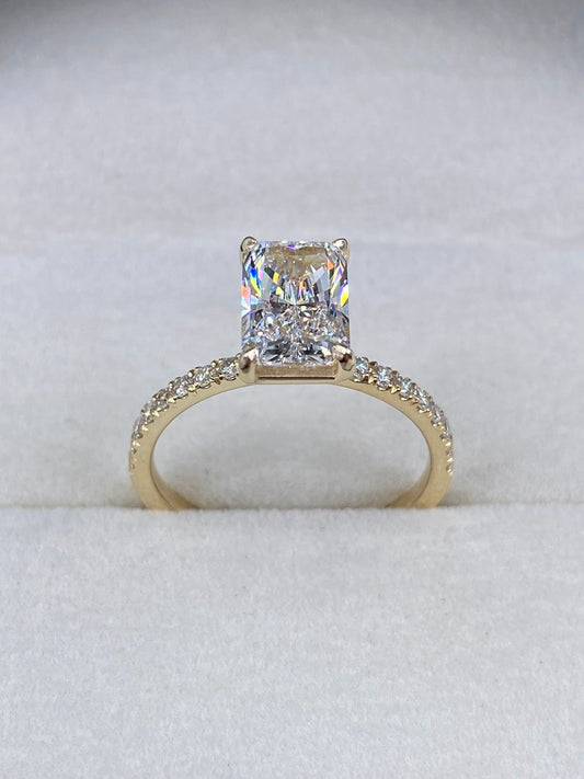 Stunning 2.30 CT Radiant Moissanite Engagement Ring with Pave Design 2