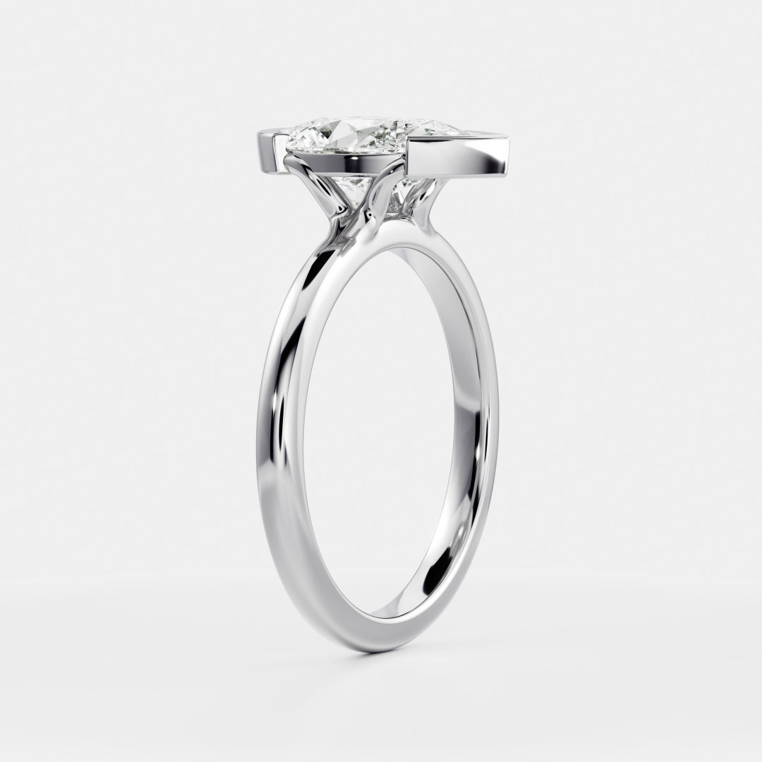 Oval Three Stone Lab Grown Diamond Engagement Ring