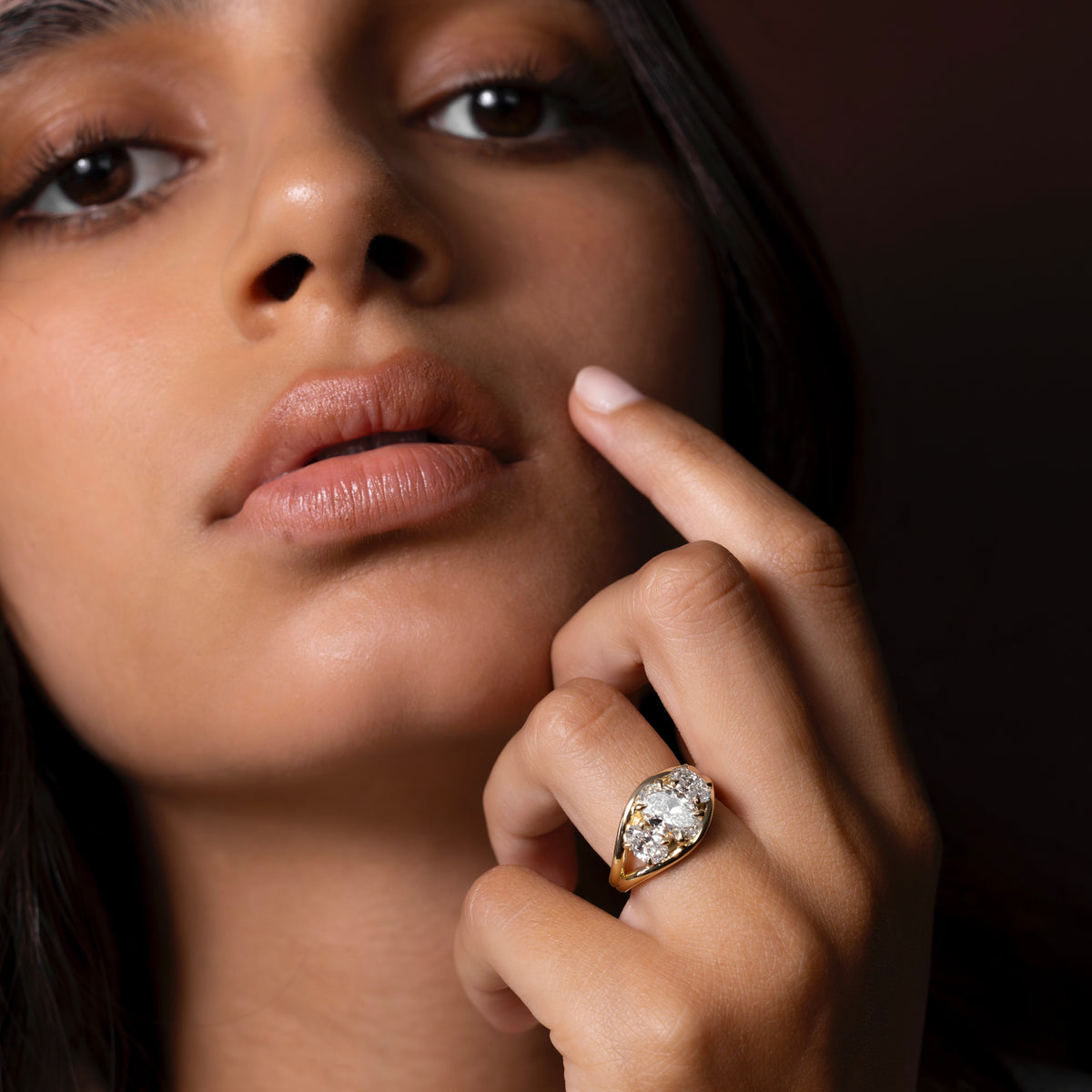 Oval Three Stone Lab Grown Diamond Engagement Ring