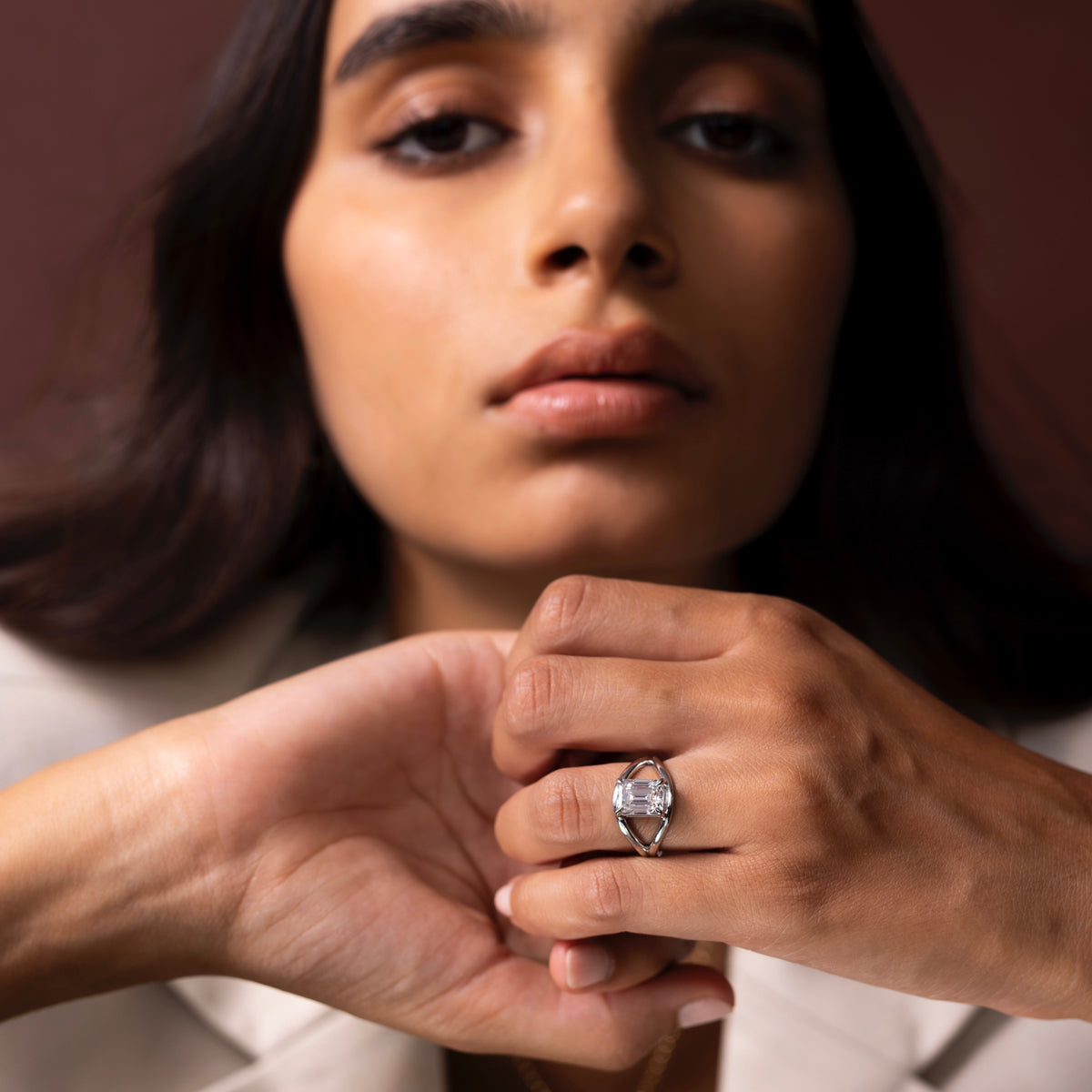 Oval Three Stone Lab Grown Diamond Engagement Ring