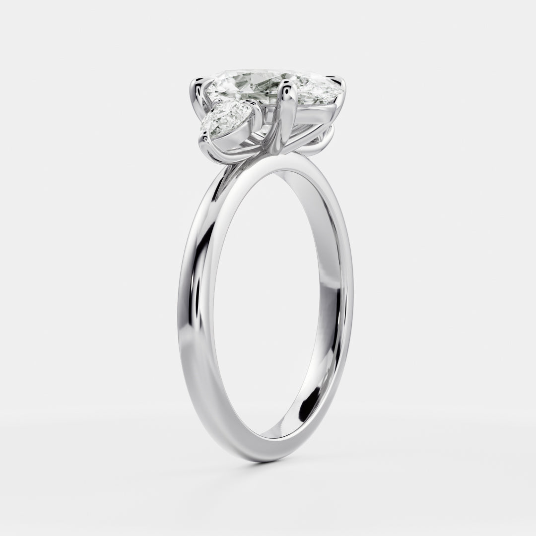 Oval Three Stone Lab Grown Diamond Engagement Ring