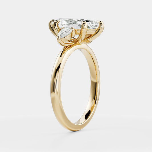 Oval Three Stone Lab Grown Diamond Engagement Ring