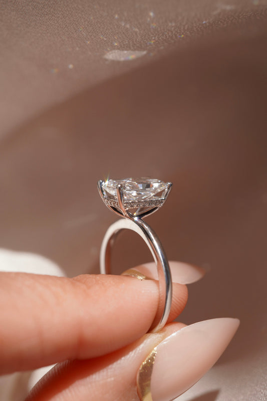 2 CT Emerald Pave Moissanite Engagement Ring