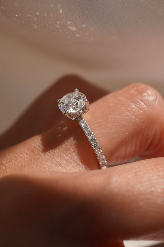 2 CT Emerald Pave Moissanite Engagement Ring