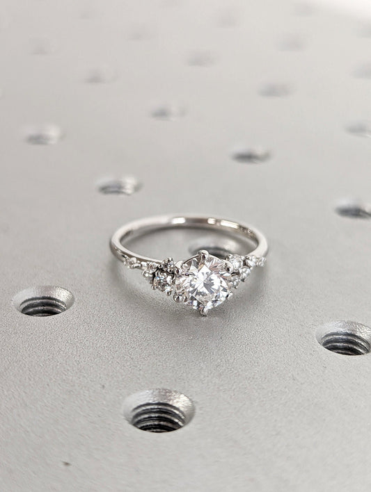 Asscher Three Stones Engagement Ring – 5.75 CT Moissanite Diamond