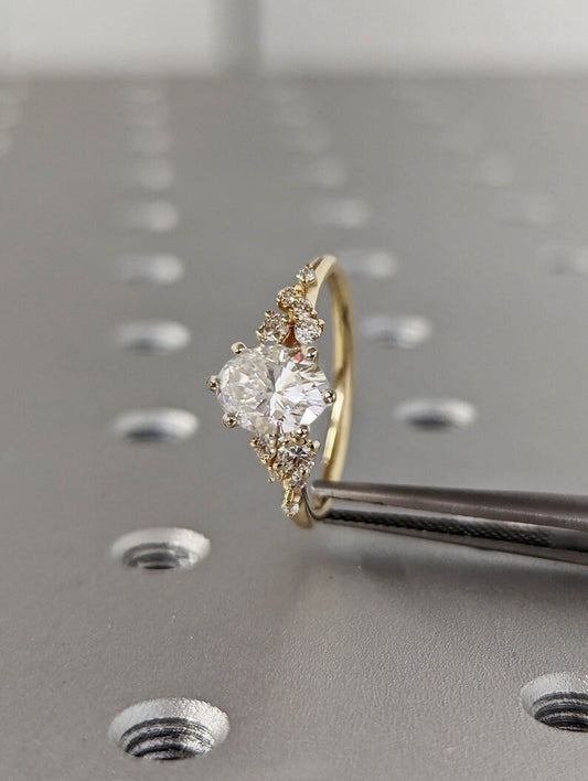 Asscher Three Stones Engagement Ring – 5.75 CT Moissanite Diamond
