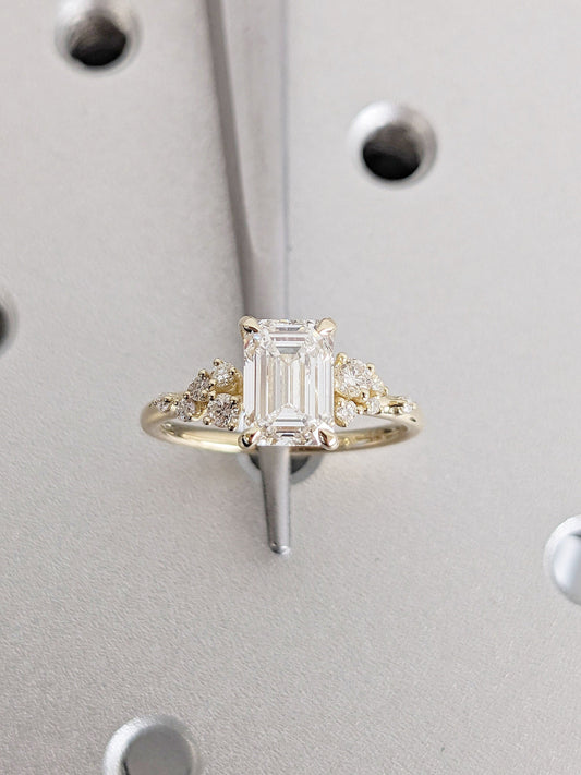 Asscher Three Stones Engagement Ring – 5.75 CT Moissanite Diamond