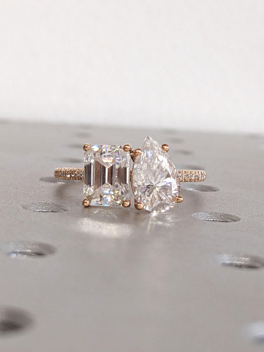Asscher Three Stones Engagement Ring – 5.75 CT Moissanite Diamond