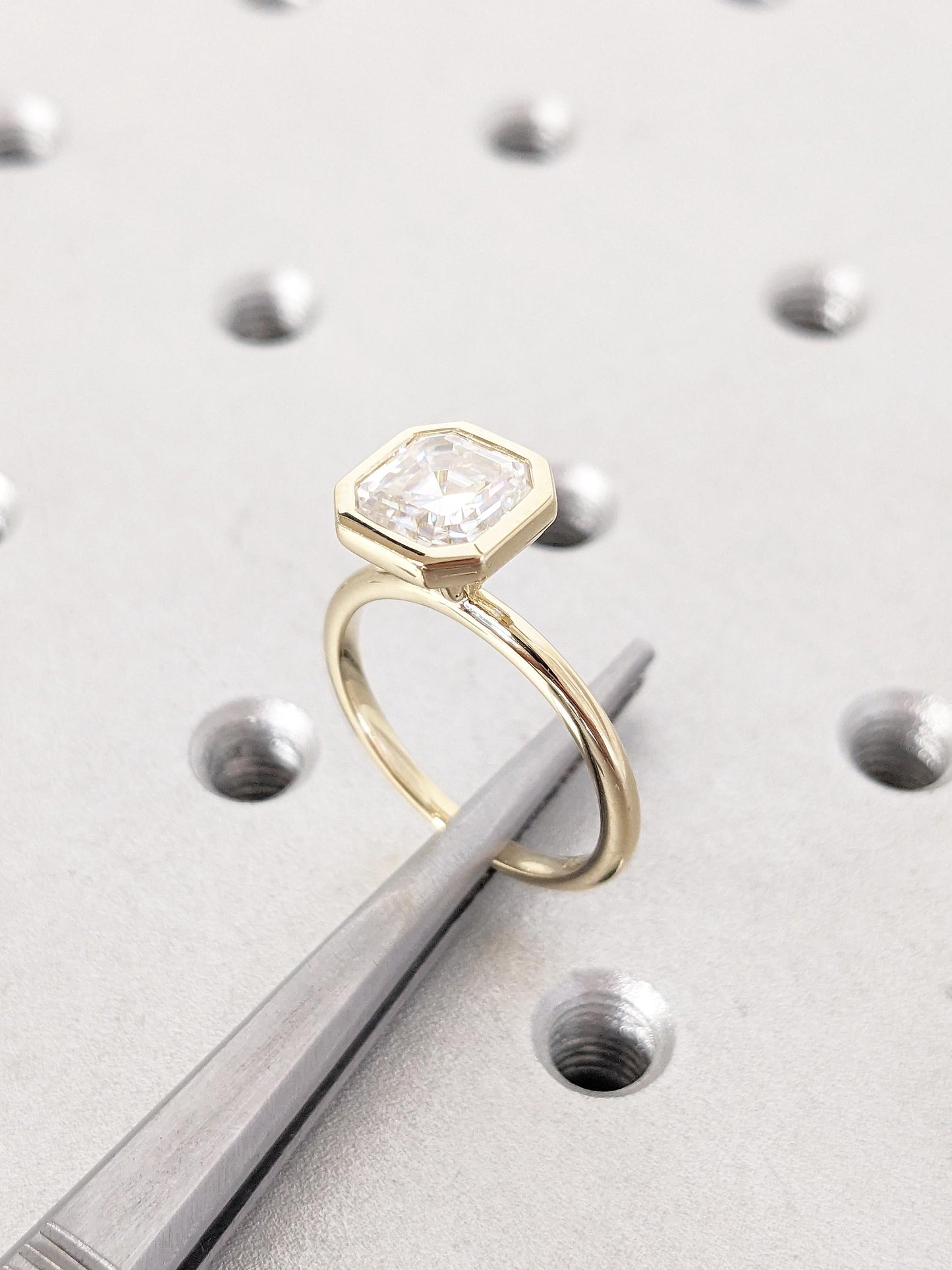 Asscher Three Stones Engagement Ring – 5.75 CT Moissanite Diamond
