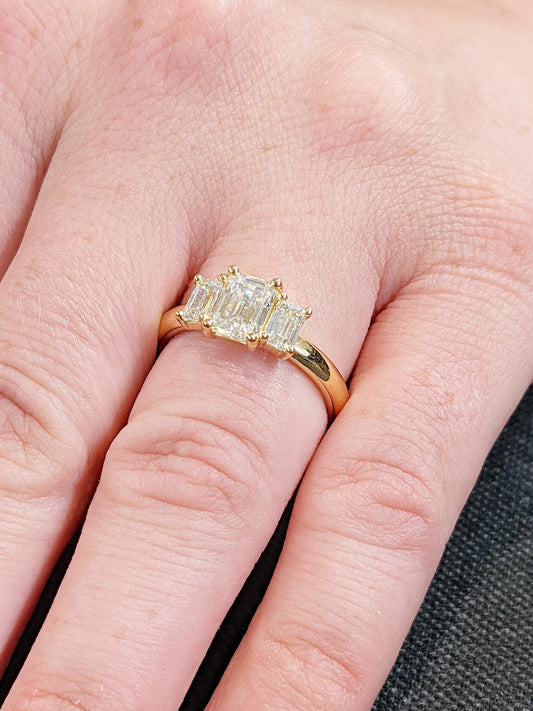 Asscher Three Stones Engagement Ring – 5.75 CT Moissanite Diamond