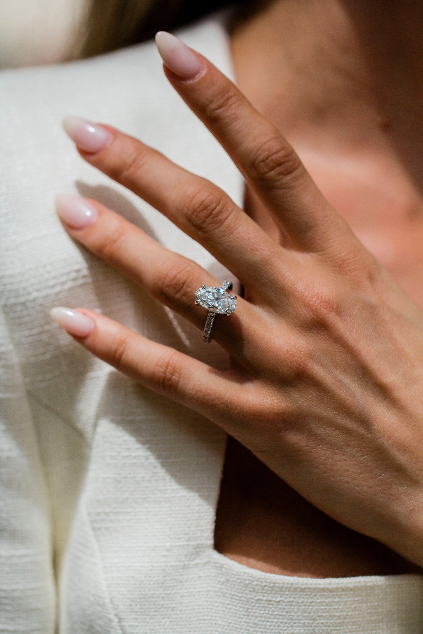 Moval Swirl Semi Pave Engagement Ring – 2.5 CT Lab Grown Diamond