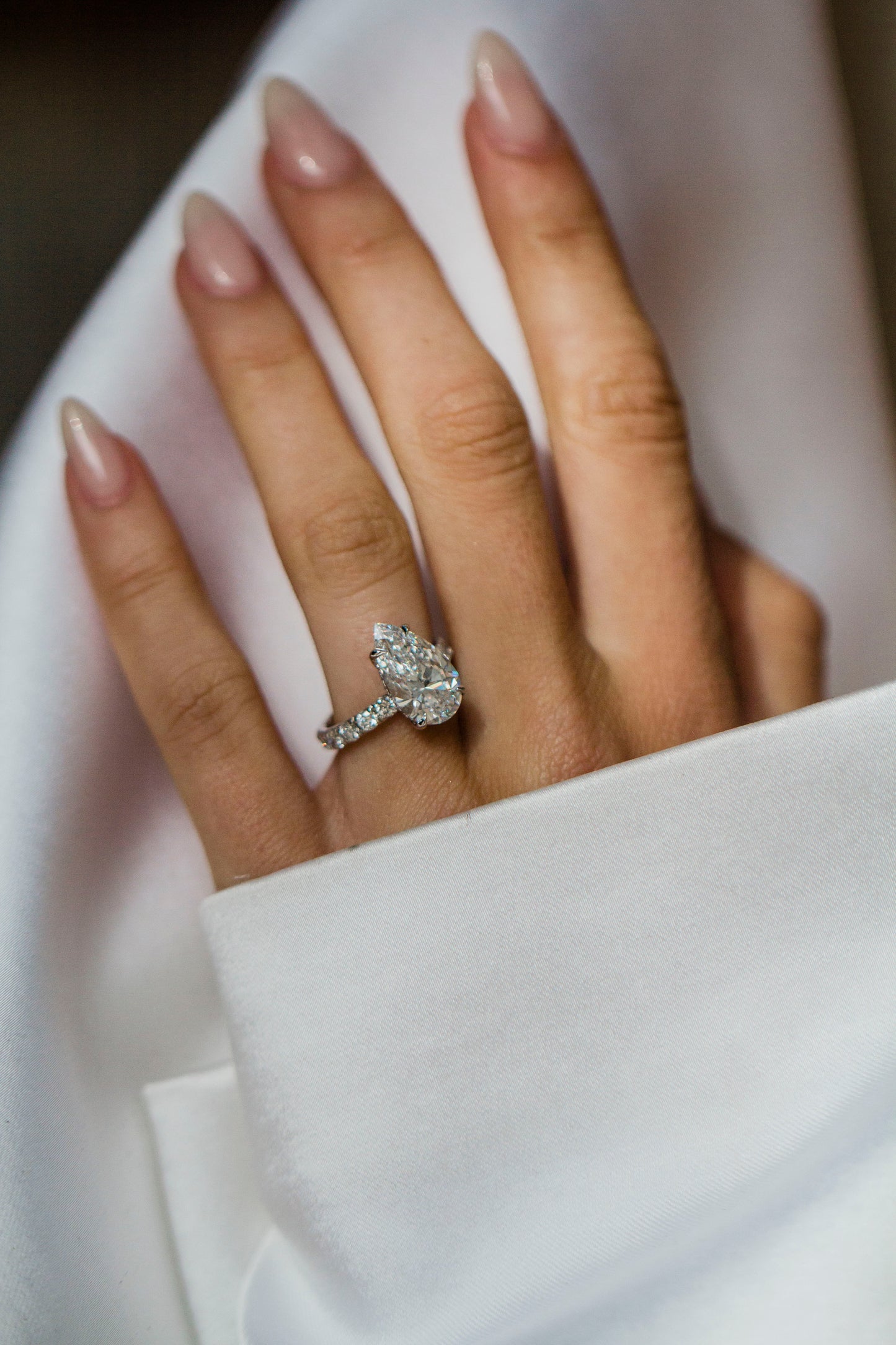 Moval Swirl Semi Pave Engagement Ring – 2.5 CT Lab Grown Diamond