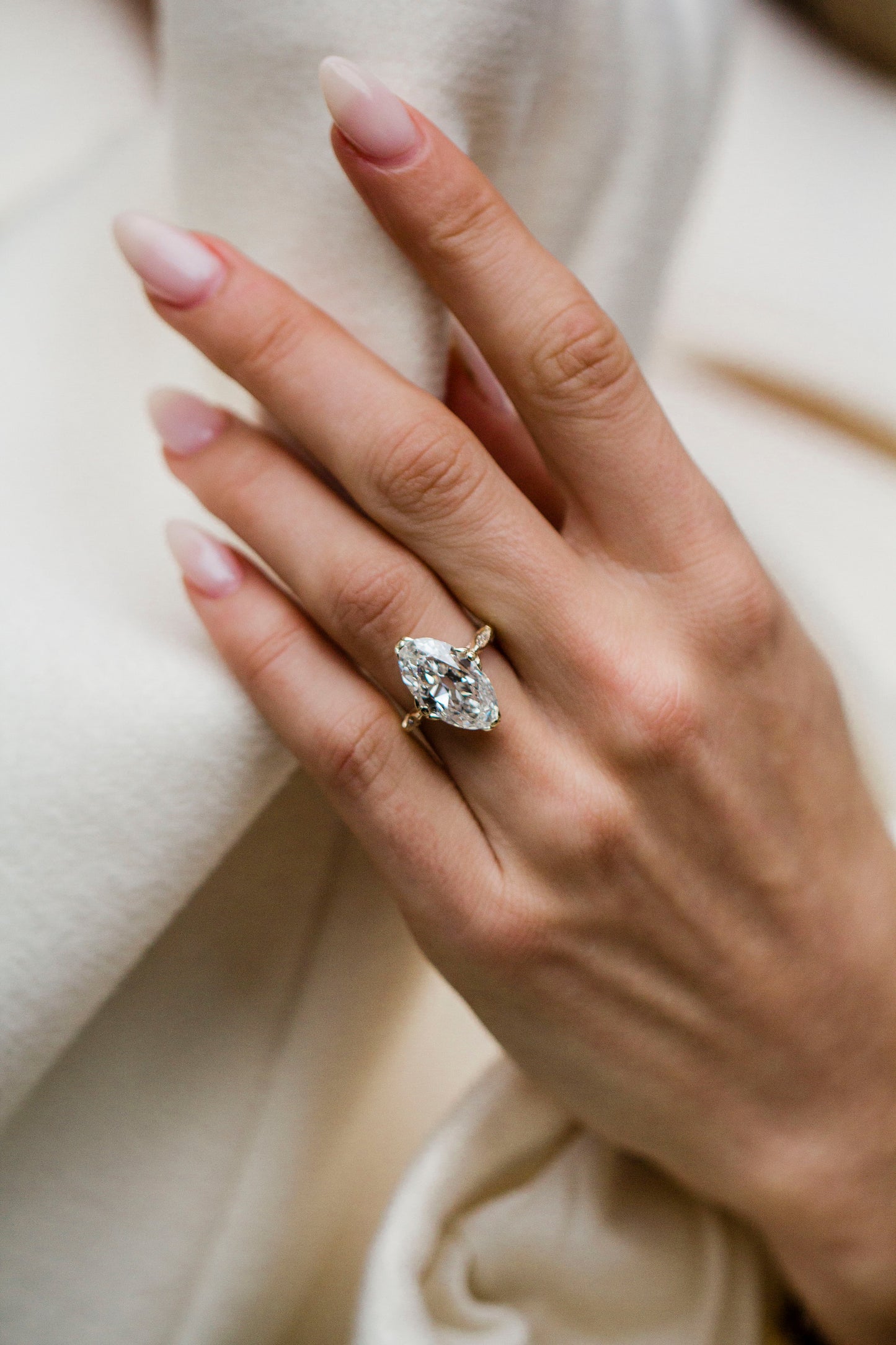 Moval Swirl Semi Pave Engagement Ring – 2.5 CT Lab Grown Diamond