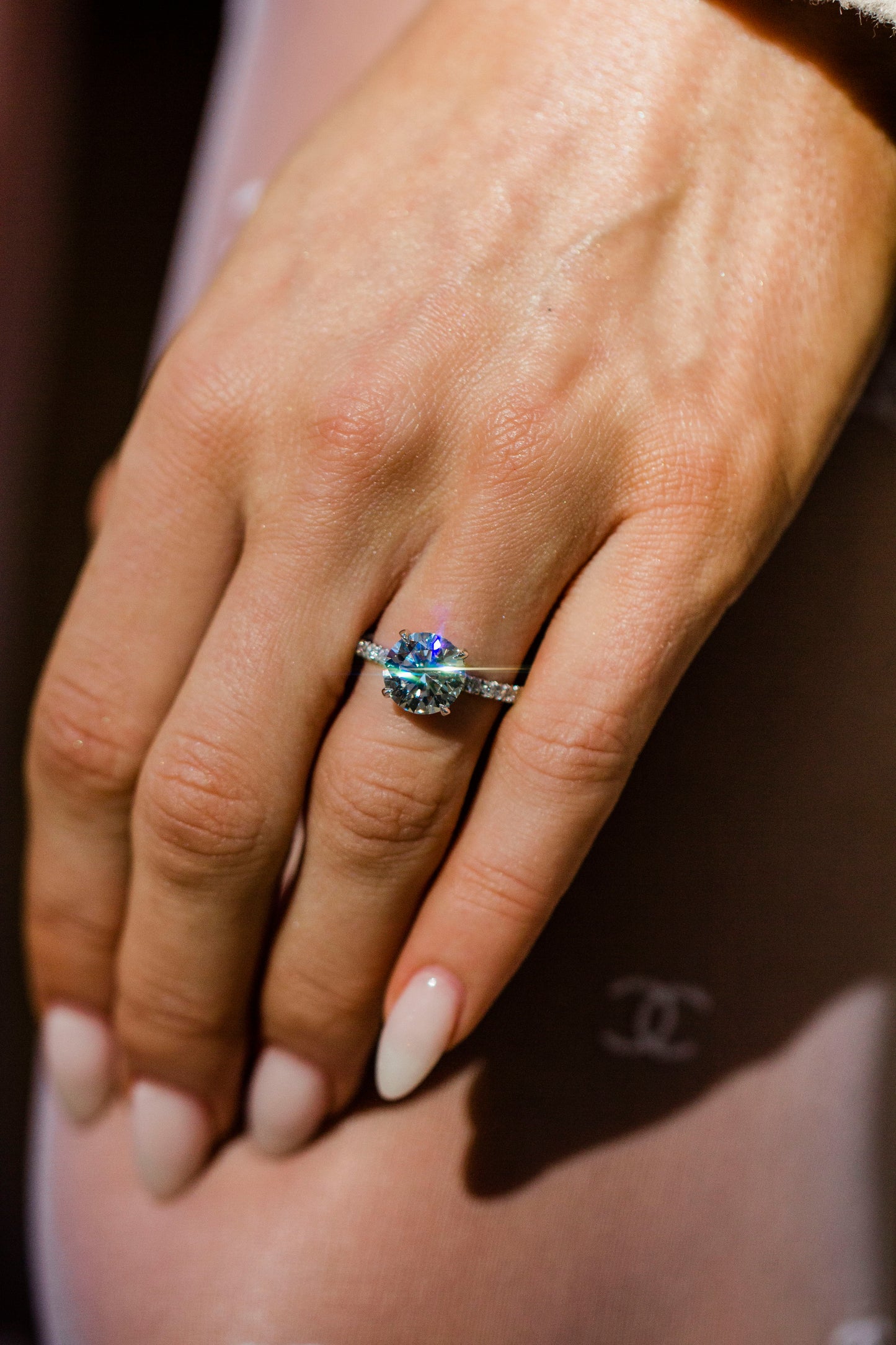 Round Swirl Semi Pave Engagement Ring – 1 CT Moissanite Diamond