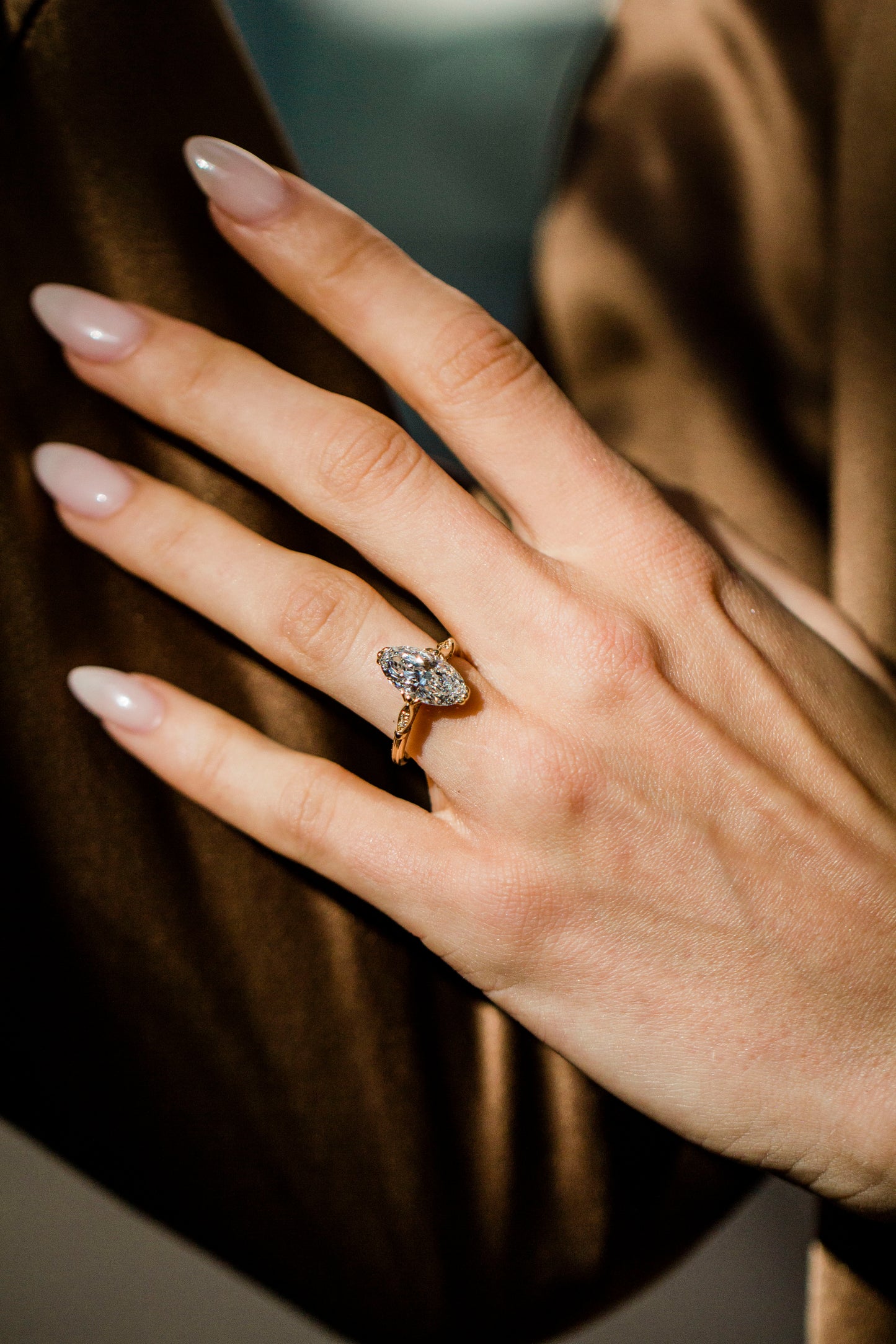 Round Swirl Semi Pave Engagement Ring – 1 CT Moissanite Diamond