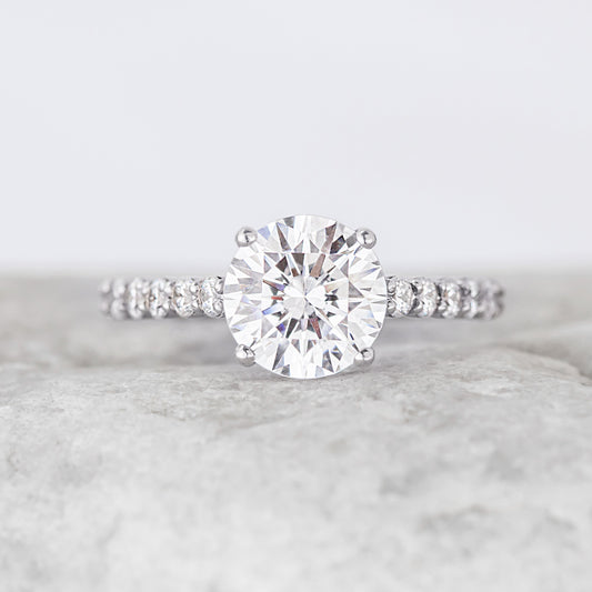 2 CT Round Three Stones Lab Grown Diamond Engagement Ring