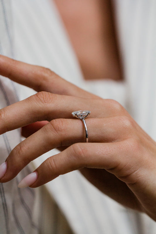 Moval Swirl Semi Pave Engagement Ring – 2.5 CT Lab Grown Diamond