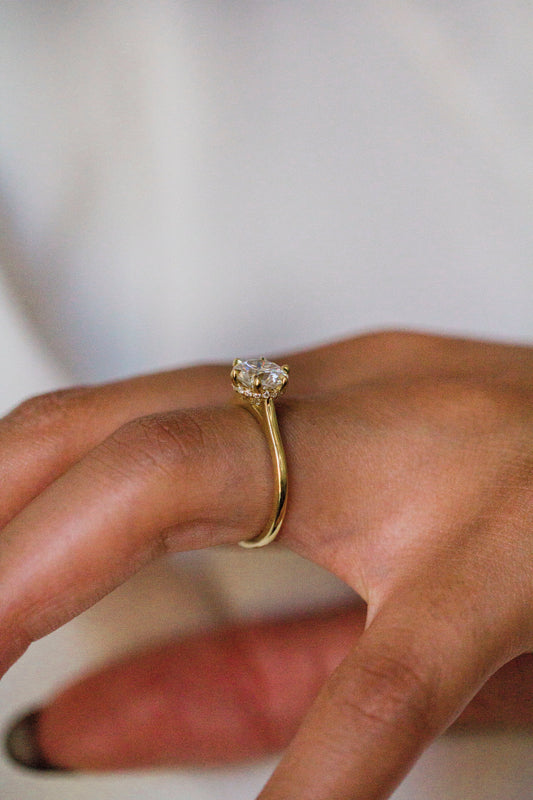 Moval Swirl Semi Pave Engagement Ring – 2.5 CT Lab Grown Diamond
