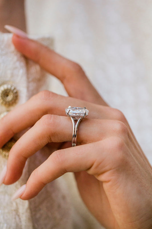 Moval Swirl Semi Pave Engagement Ring – 2.5 CT Lab Grown Diamond