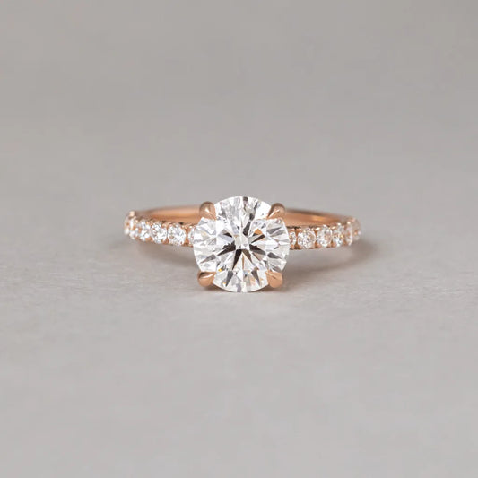 Round Halo, Pave & Split Shank Engagement Ring – 1.93 CT Lab Grown Diamond