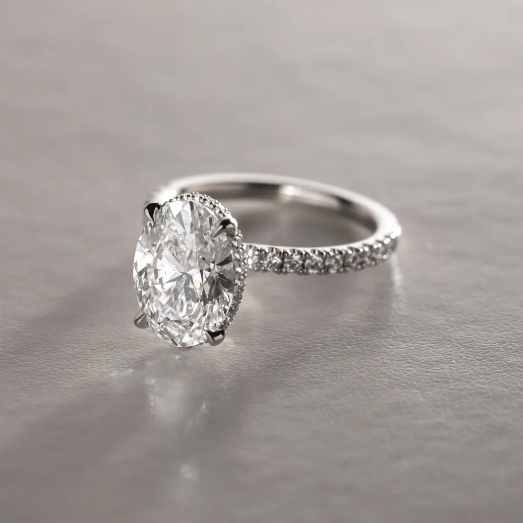 Round Halo, Pave & Split Shank Engagement Ring – 1.93 CT Lab Grown Diamond