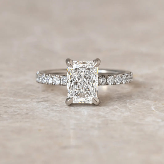 Round Halo, Pave & Split Shank Engagement Ring – 1.93 CT Lab Grown Diamond