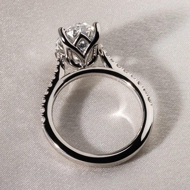 Round Halo, Pave & Split Shank Engagement Ring – 1.93 CT Lab Grown Diamond