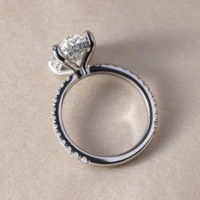 Round Halo, Pave & Split Shank Engagement Ring – 1.93 CT Lab Grown Diamond