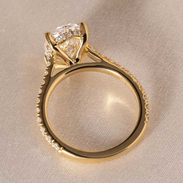 Round Halo, Pave & Split Shank Engagement Ring – 1.93 CT Lab Grown Diamond