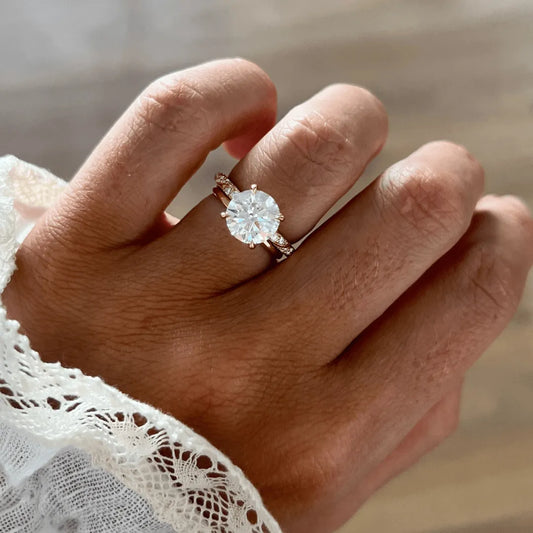 Round Halo, Pave & Split Shank Engagement Ring – 1.93 CT Lab Grown Diamond