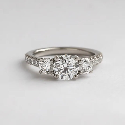 Round Halo, Pave & Split Shank Engagement Ring – 1.93 CT Lab Grown Diamond