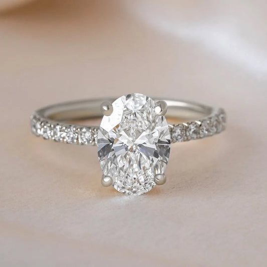 Round Halo, Pave & Split Shank Engagement Ring – 1.93 CT Lab Grown Diamond