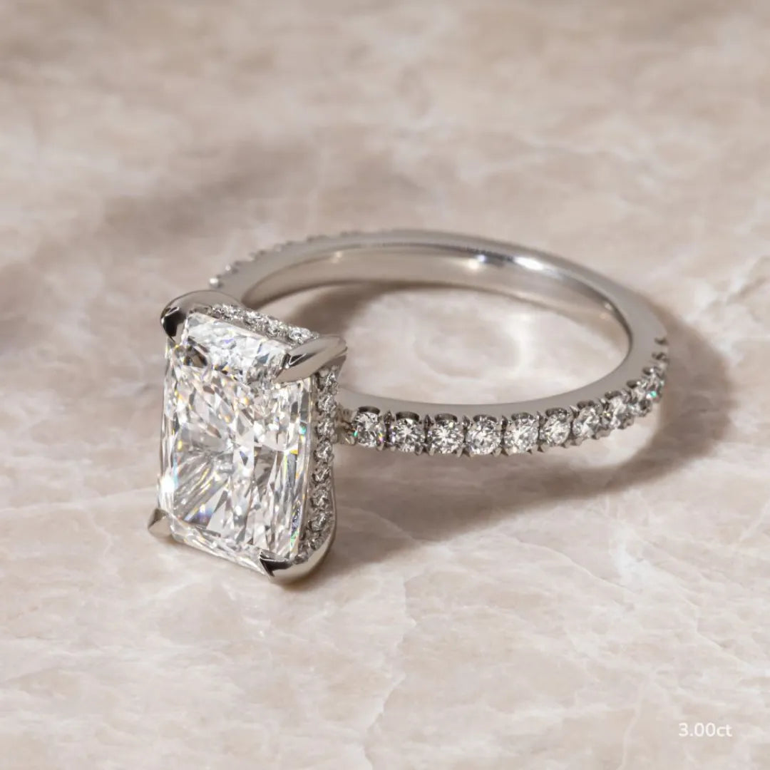 Round Halo, Pave & Split Shank Engagement Ring – 1.93 CT Lab Grown Diamond