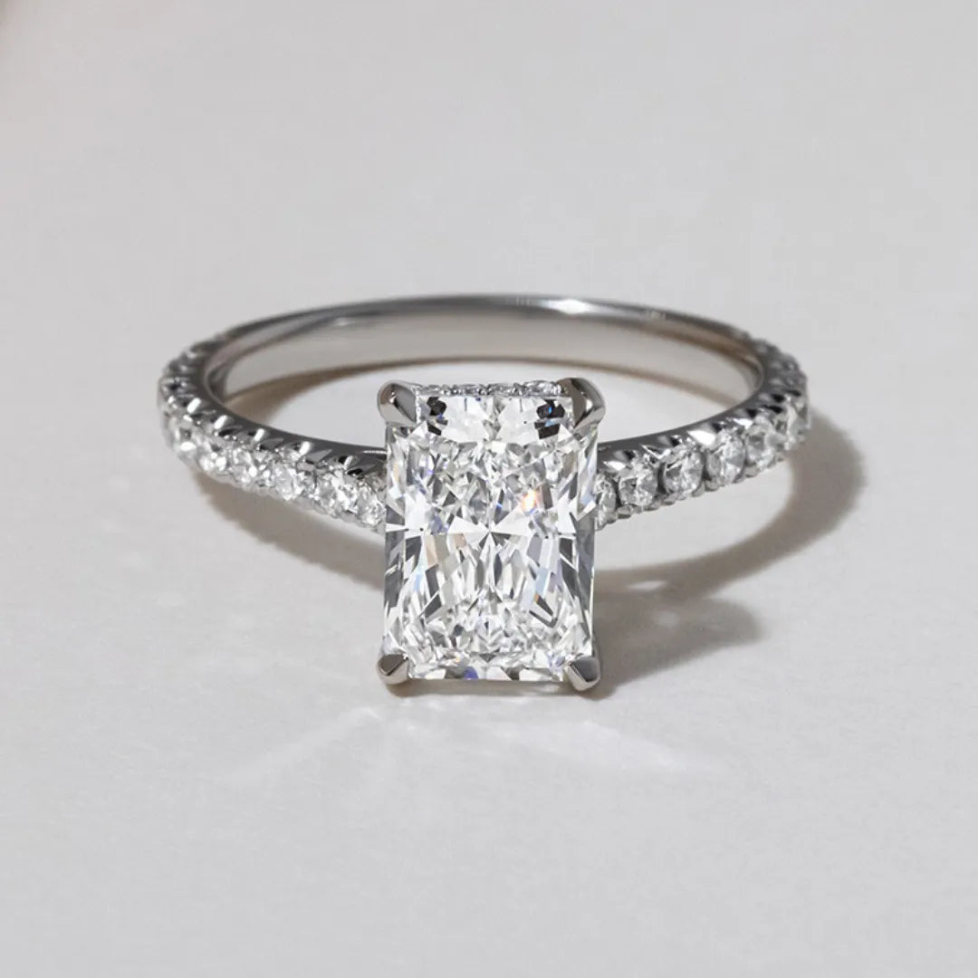 Round Halo, Pave & Split Shank Engagement Ring – 1.93 CT Lab Grown Diamond