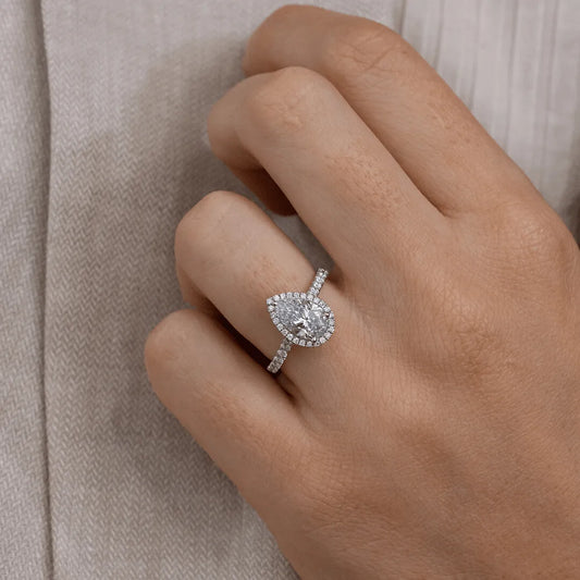 Round Halo, Pave & Split Shank Engagement Ring – 1.93 CT Lab Grown Diamond