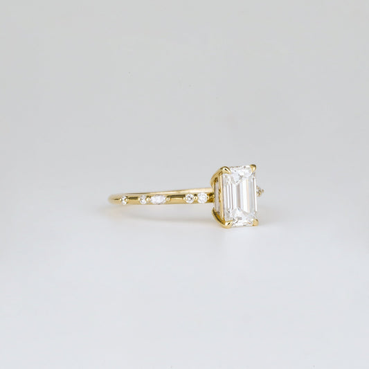 2 CT Emerald Pave Moissanite Engagement Ring