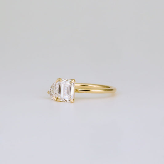2 CT Emerald Pave Moissanite Engagement Ring