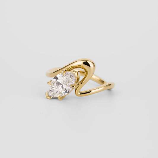 2 CT Emerald Pave Moissanite Engagement Ring