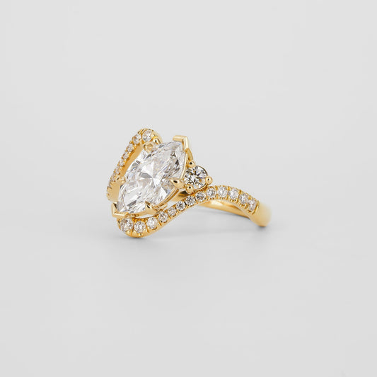2 CT Emerald Pave Moissanite Engagement Ring