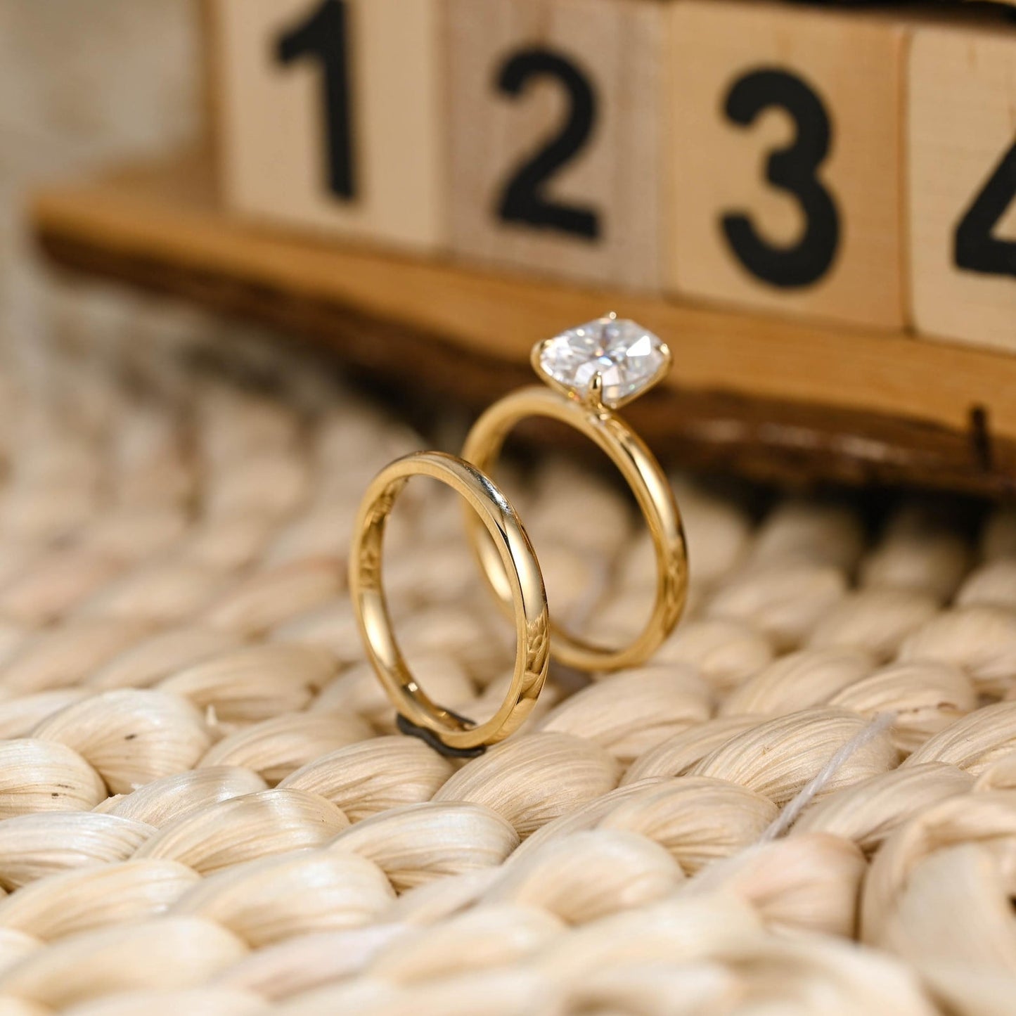 1.0 CT Round Solitaire Lab Grown Diamond Bridal Ring Set