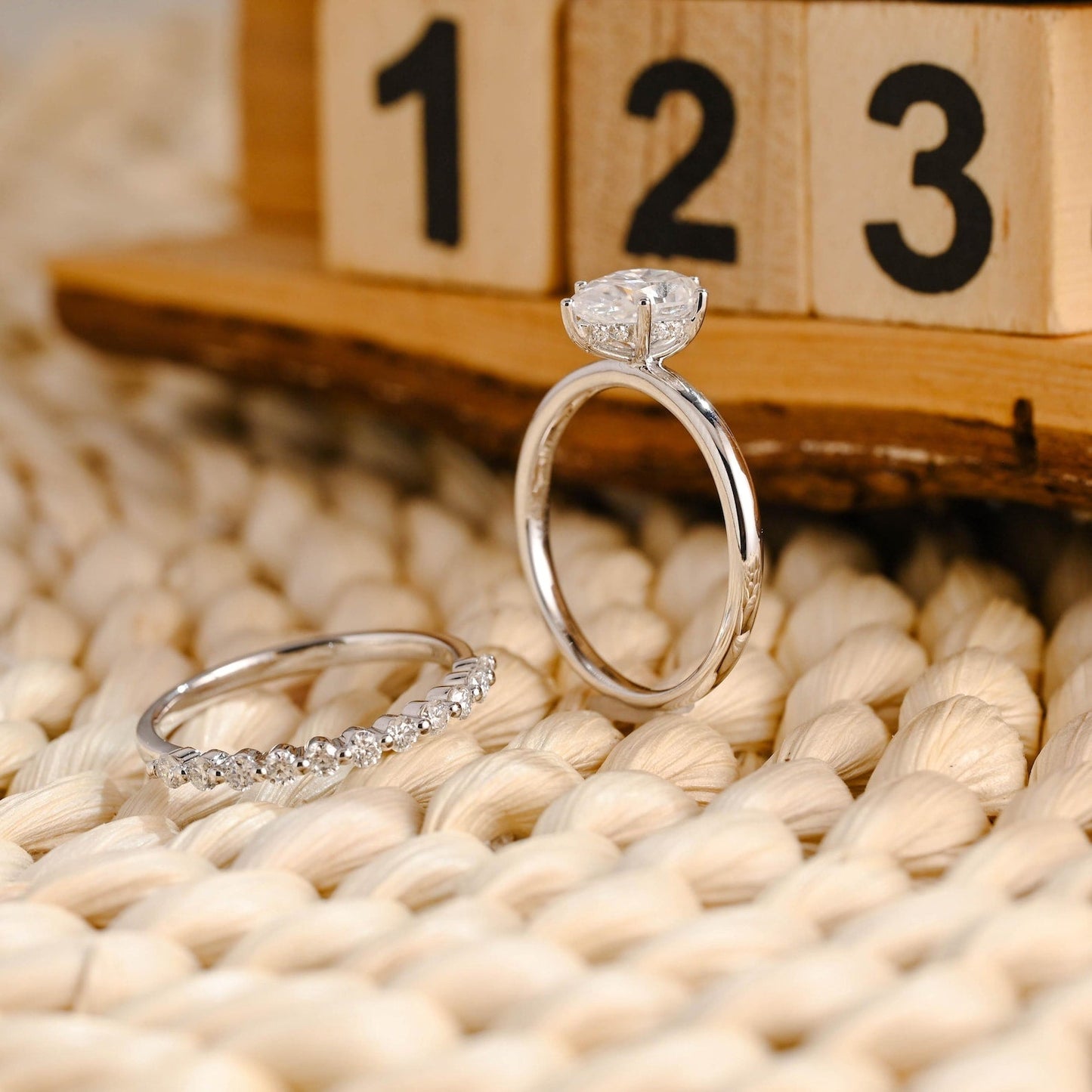 1.0 CT Round Solitaire Lab Grown Diamond Bridal Ring Set