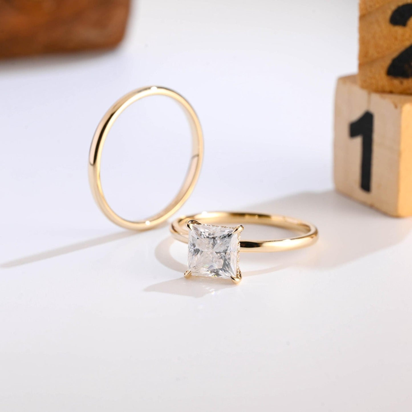 1.0 CT Round Solitaire Lab Grown Diamond Bridal Ring Set