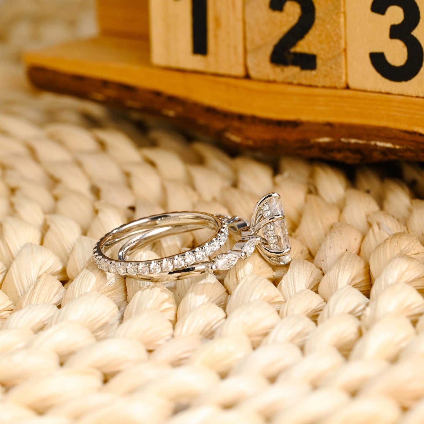 1.0 CT Round Solitaire Lab Grown Diamond Bridal Ring Set