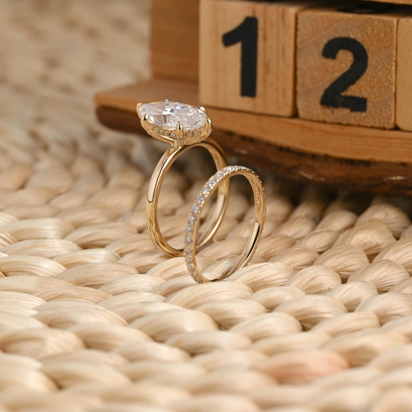 1.0 CT Round Solitaire Lab Grown Diamond Bridal Ring Set