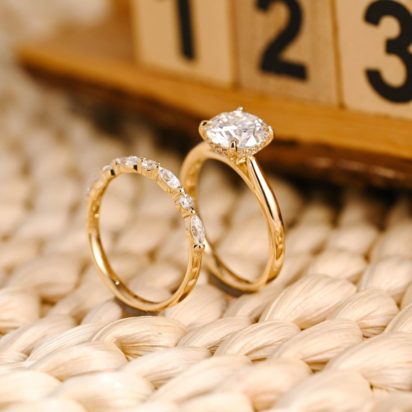 1.0 CT Round Solitaire Lab Grown Diamond Bridal Ring Set