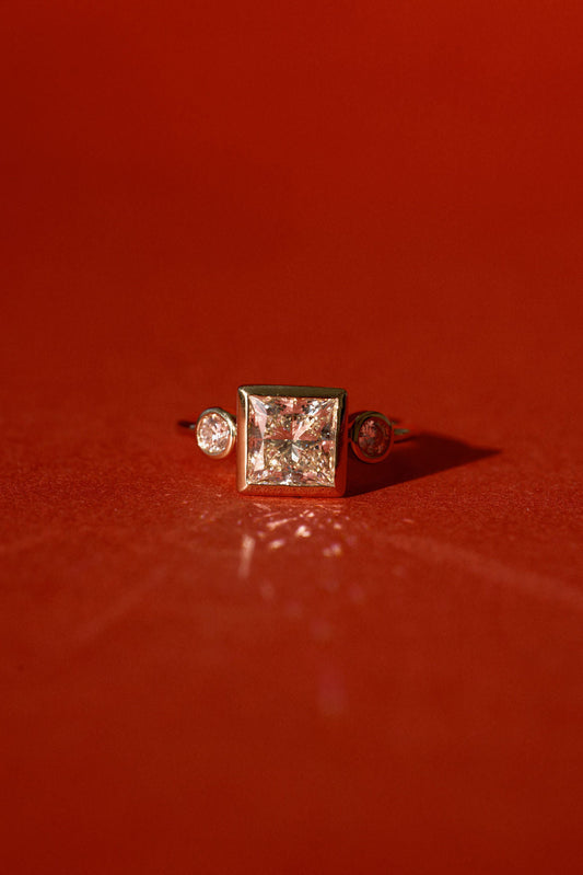 2 CT Round Three Stones Lab Grown Diamond Engagement Ring