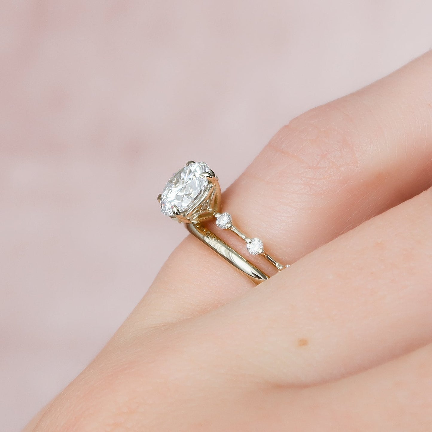 Asscher Three Stones Engagement Ring – 5.75 CT Moissanite Diamond
